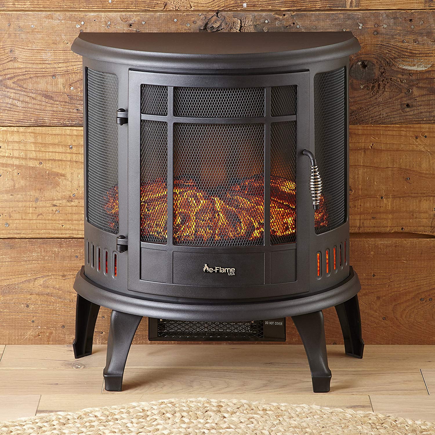 E-Flame USA Regal Free Standing Electric Fireplace Stove - Black