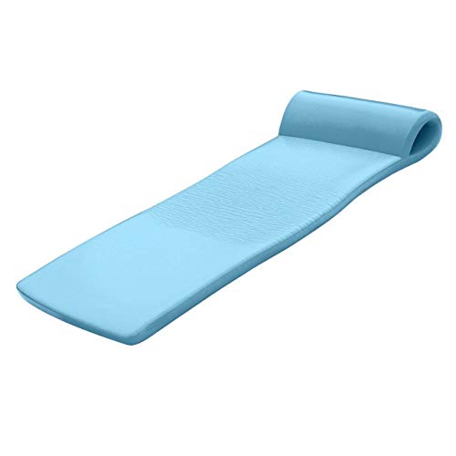 TRC Recreation Sunsation Vinyl Coated Foam Swimming Pool Float Mat Adult Lounger with Built-in Roll Pillow