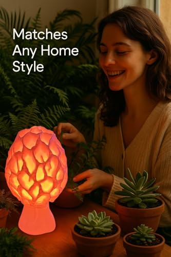 Morel Mushroom Lamp - USB Powered 15-Color Table Light with Remote & Switch - Cozy Soft Glow Nightlight - Unique Fungus Decor - Boho Cottage core Aesthetic