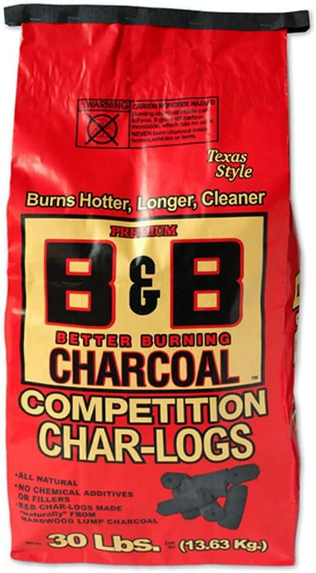 B&B Charcoal 00106 Competition Char-logs Charcoal Briquettes, 30 Lbs - Set of 4