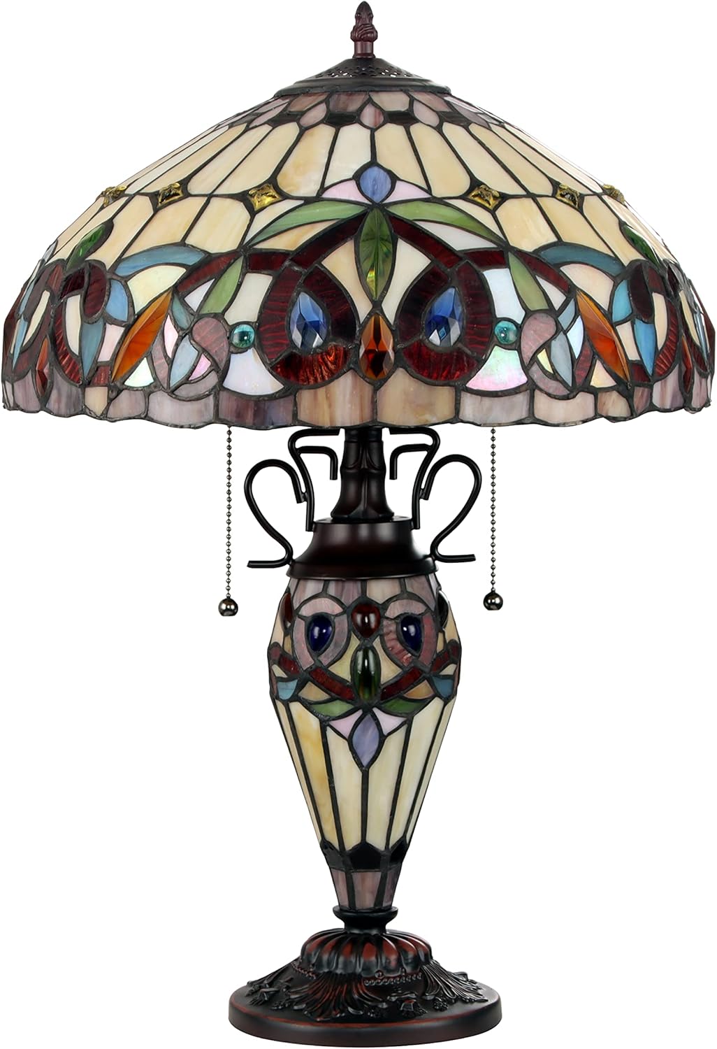 Chloe Lighting SERENITY Tiffany-style Dark Bronze 3 Light Double Lit Table Lamp 16