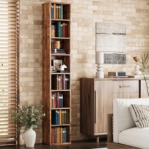 IRONCK Tall Narrow Bookshelf 8 Tiers, Compact Corner Bookcase, Easy to Match for Living Room, Office, Study, Bedroom