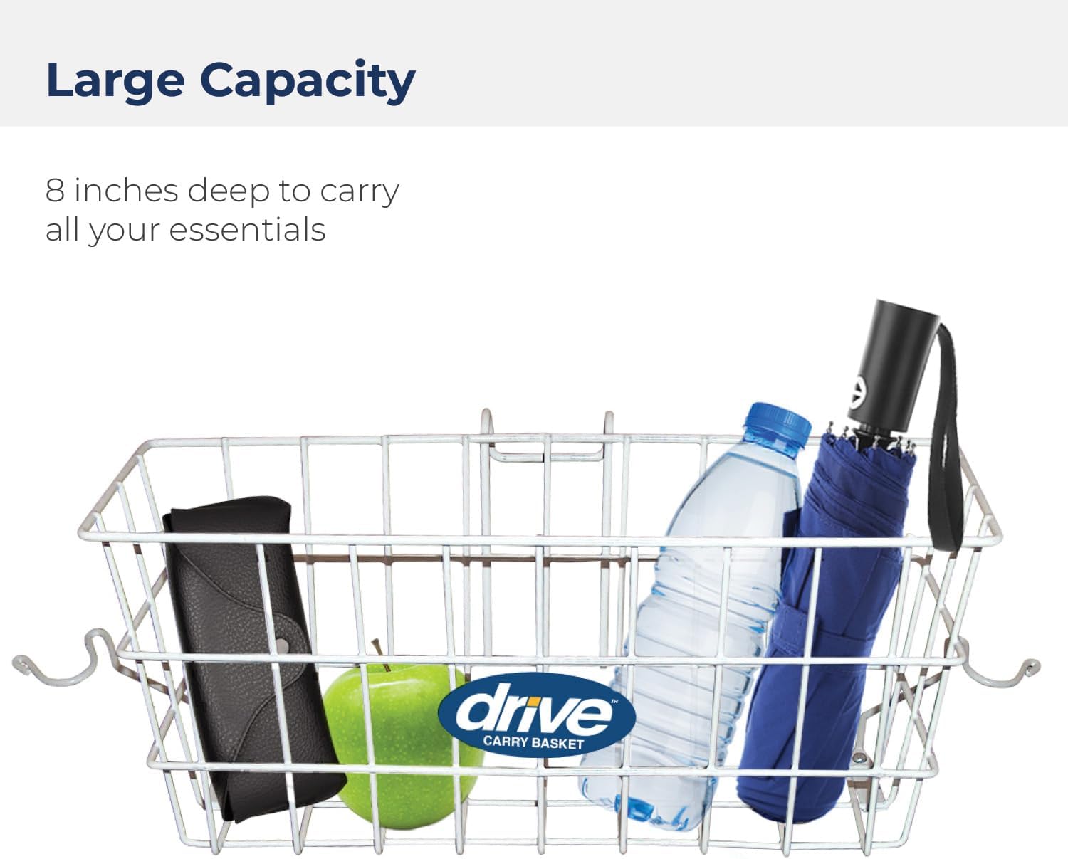 Drive Medical 10200B Walker Basket with Plastic Cup Holder, White