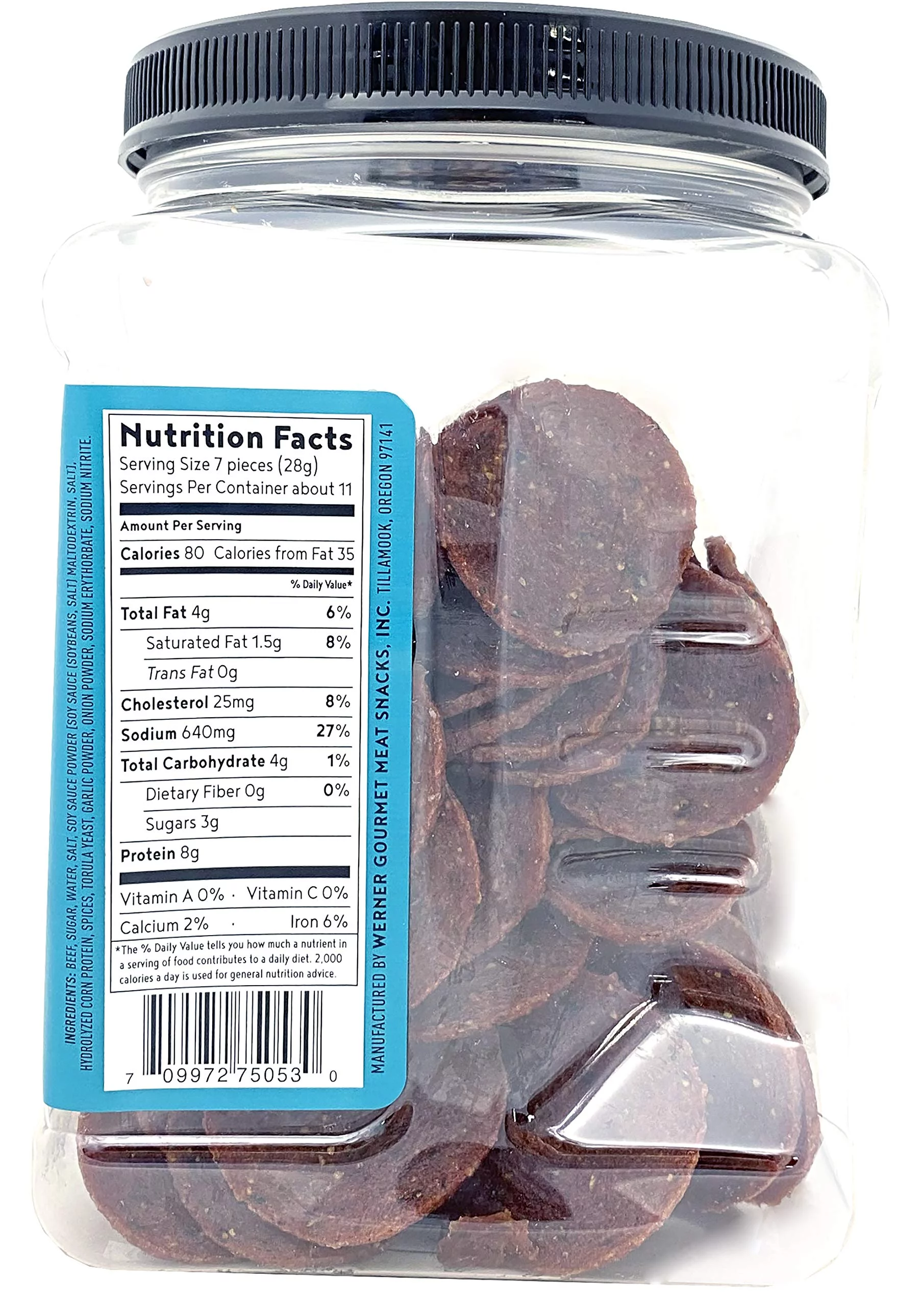 Werner Peppered Jerky Medallions Circle Jerky Slices - Bulk Pepper Beef Jerky 11.8 Ounces, Made in the USA