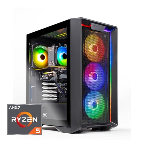 Skytech Nebula Gaming PC Desktop, Ryzen 5 5600 3.5 Ghz (4.4GHz Turbo Boost), NVIDIA RTX 3050 6GB GDDR6, 1TB SSD, 16GB DDR4 RAM 3200, 650W Gold PSU, Wi-Fi, Win 11 Home