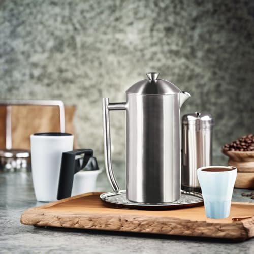 Frieling Double-Walled Stainless-Steel French Press Coffee Maker in Frustration Free Packaging, Polished, 17 Ounces