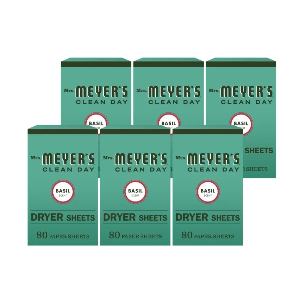Mrs. Meyer's Clean Day Dryer Sheets Basil, 80 CT (Pack of 6)