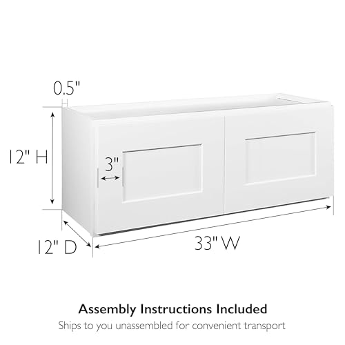 Brookings Shaker Unassembled Bridge Wall Kitchen Cabinet W3018, 30 W x 12 D x 18 H, Painted White with Sherwin Williams®, Solid Wood – Design House, 561662