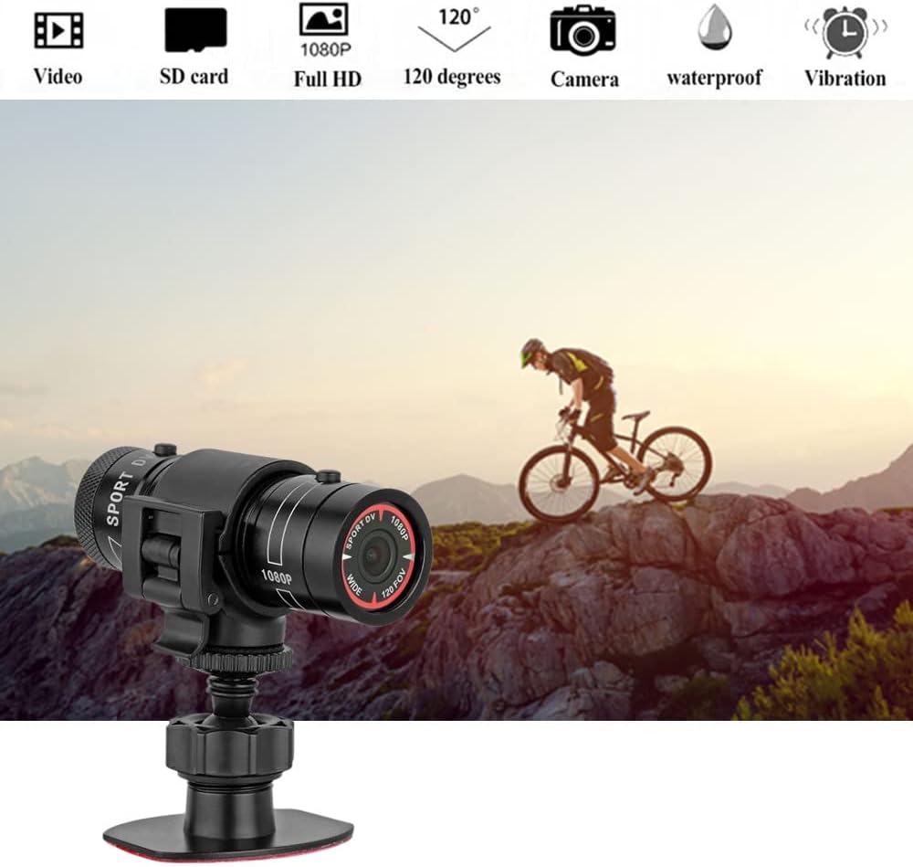 Bicycle Motorbike Helmet Camera, HD 1080P Sports Action Camera, Motorcycle Video DV Camcorder, Waterproof Bike Car Video Recorder, Mini Action DVR Video Cam, for Outdoor Wilderness ,32G SD Card