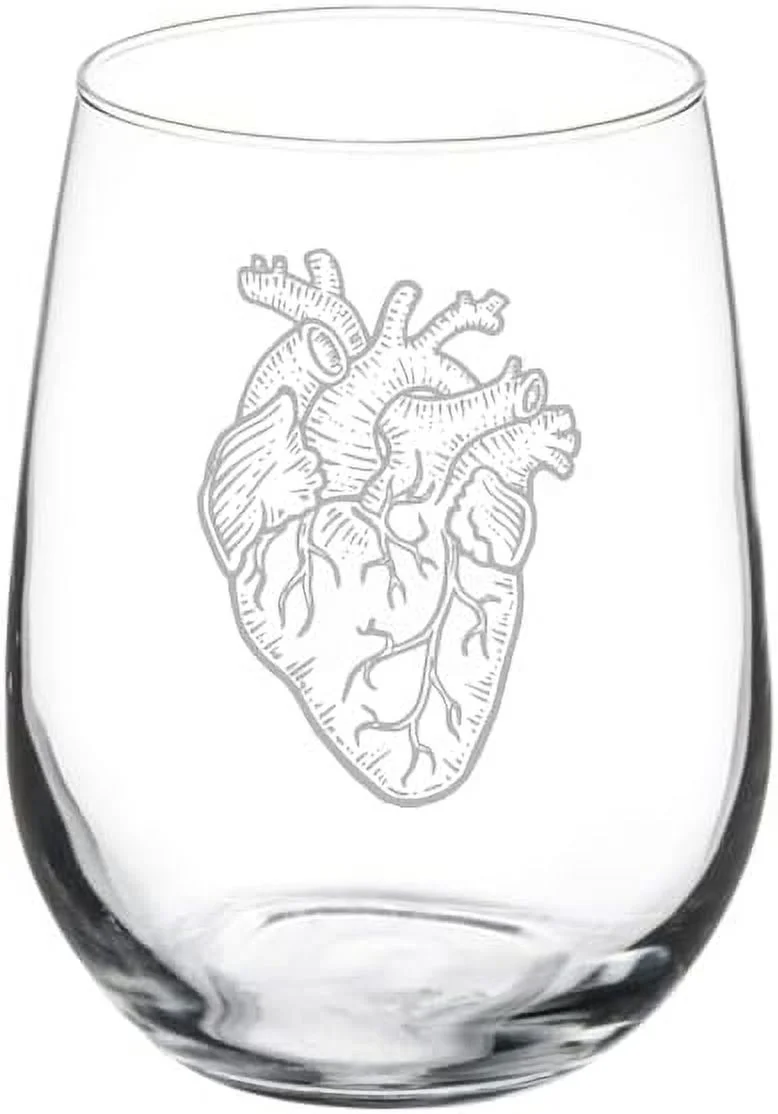 Wine Glass Goblet Anatomical Heart (17 Oz Stemless)