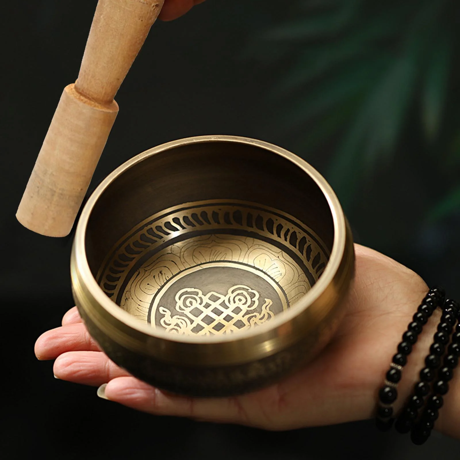 Tongina Set, Meditation Bowl Decorative Hand Carved, Meditation Sound s Ensemble for Fireplace Mindfulness, 8cm