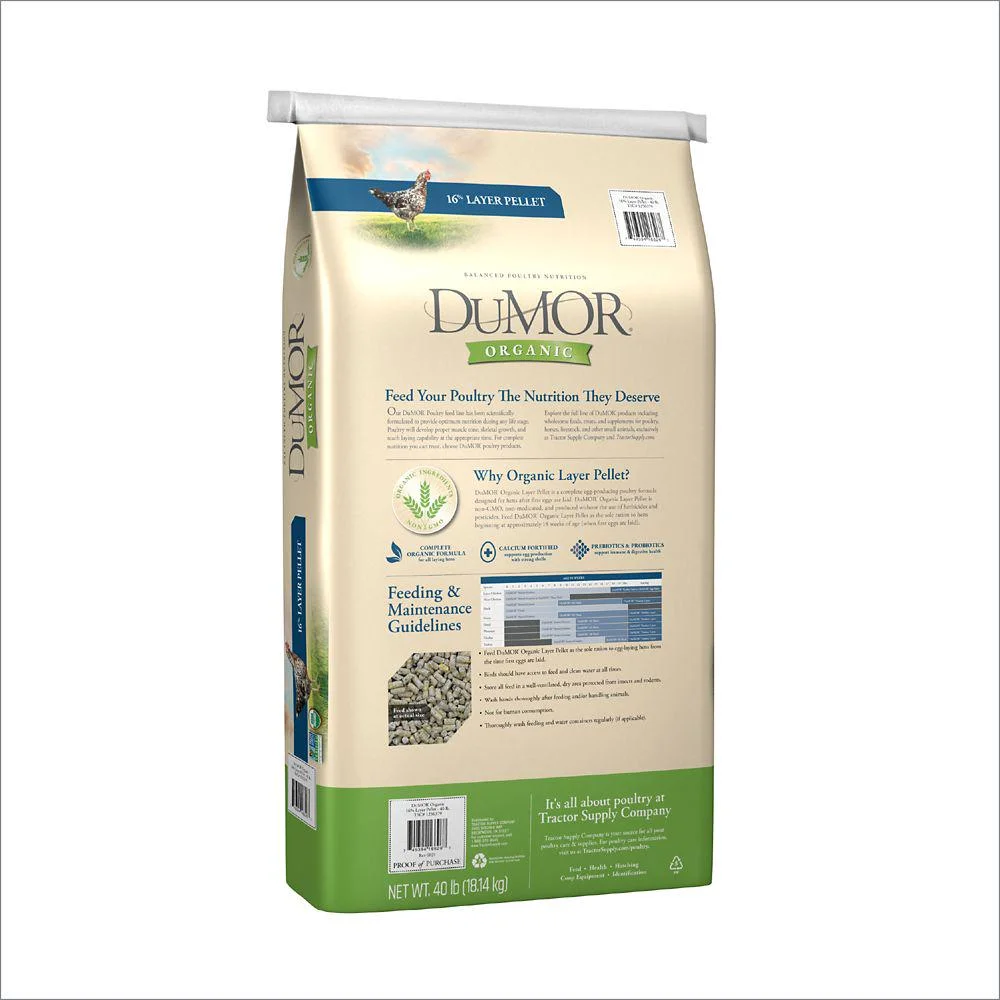 DuMOR Organic 16% Layer Pellet Chicken Feed, 40 lb.
