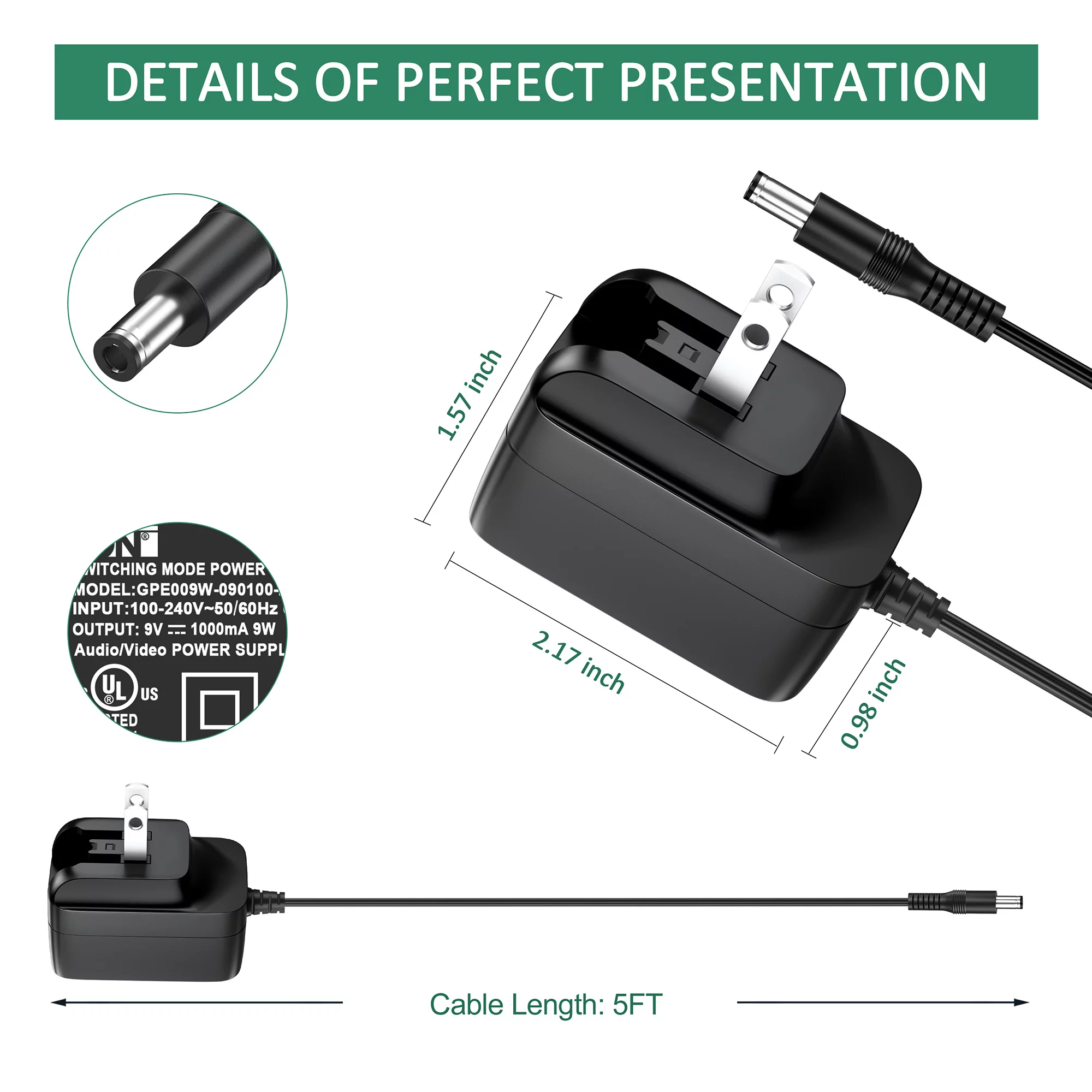 FITE ON UL Listed AC / DC Adapter For Roland Boss ME-33 Micro-BR Switching Power Supply Cord Cable PS Wall Home Charger Input: 100 - 240 VAC 50/60Hz Worldwide Voltage Use Mains PSU