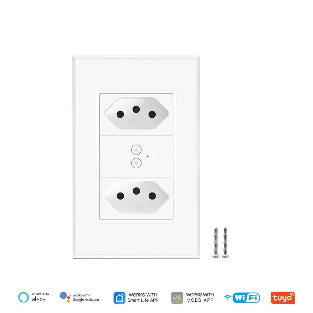 Tuya Smart WiFi Brazil Wall Socket Power Plugs 10A 20A Multiple Wall Outlet Remoto Control Work with Alexa Home