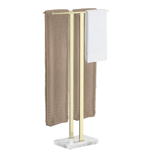 KES Standing Towel Rack for Bathroom with Marble Base, 2-Tier Towel Rack Stand for Floor, SUS304 Stainless Steel Polished Finish, BTH217