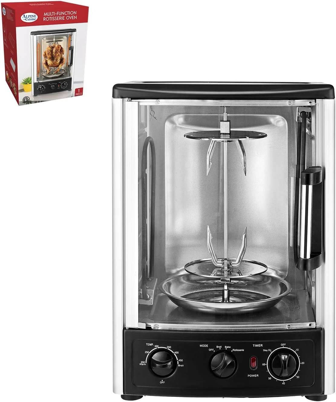 Roaster Oven 23L 120V 60 Hz 1500W With Rotisserie Spit End Forks Bake Rack Bake Tray & Kebab Skewers Set | Enjoying Energy Efficiency & Perfect For Versatile Cooking