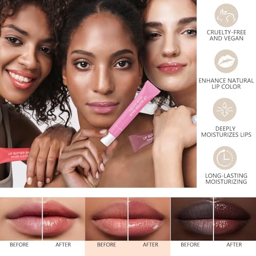 4 PCS Summer Special Lip Butter Balm – Ultra-Hydrating Lip Care with Shea Butter & Olive Oil, Soothes Dry Lips with Natural Tint & Gloss Effect, Lip Plumper Moisture & Light Lip Stain Finish