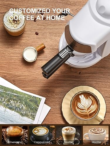 Espresso Machine, 3.5Bar Espresso and Cappuccino Machine with Fast Heating Function, 1-4 Cups Coffee Maker with Milk Frothing Function and Steam Wand (Red)