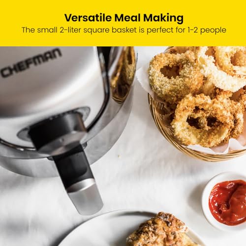 CHEFMAN 2 Qt Mini Air Fryer – Digital Space-Saving Compact Air Fryer with Nonstick and Dishwasher Safe Basket, Quick & Easy Meals in Minutes, Features Digital Timer and Shake Reminder – Black