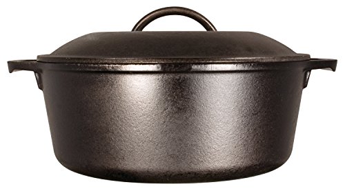 Lodge 5 Quart Cast Iron Double Dutch Oven – Pre-Seasoned – Lid Converts to 10.25