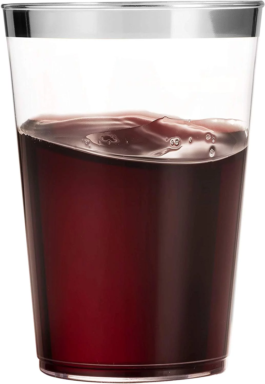 100 Silver Plastic Cups 14 Oz Clear Plastic Cups Tumblers Silver Rimmed Cups Fancy Disposable Wedding Cups Elegant Party Cups with Silver Rim