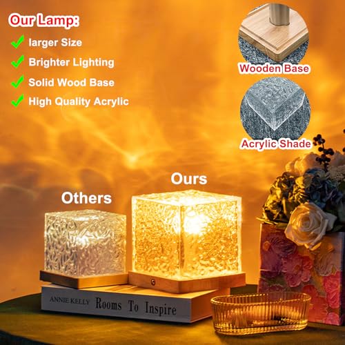 2Pack Aurora Ocean Wave Lights Projector(Touch & Remote), Cordless Rechargeable 16 Colors 4 Modes Northern Lights Dimmable Ambient Mood Lighting,Color Changing Night Light for Bedroom Shower (Large)