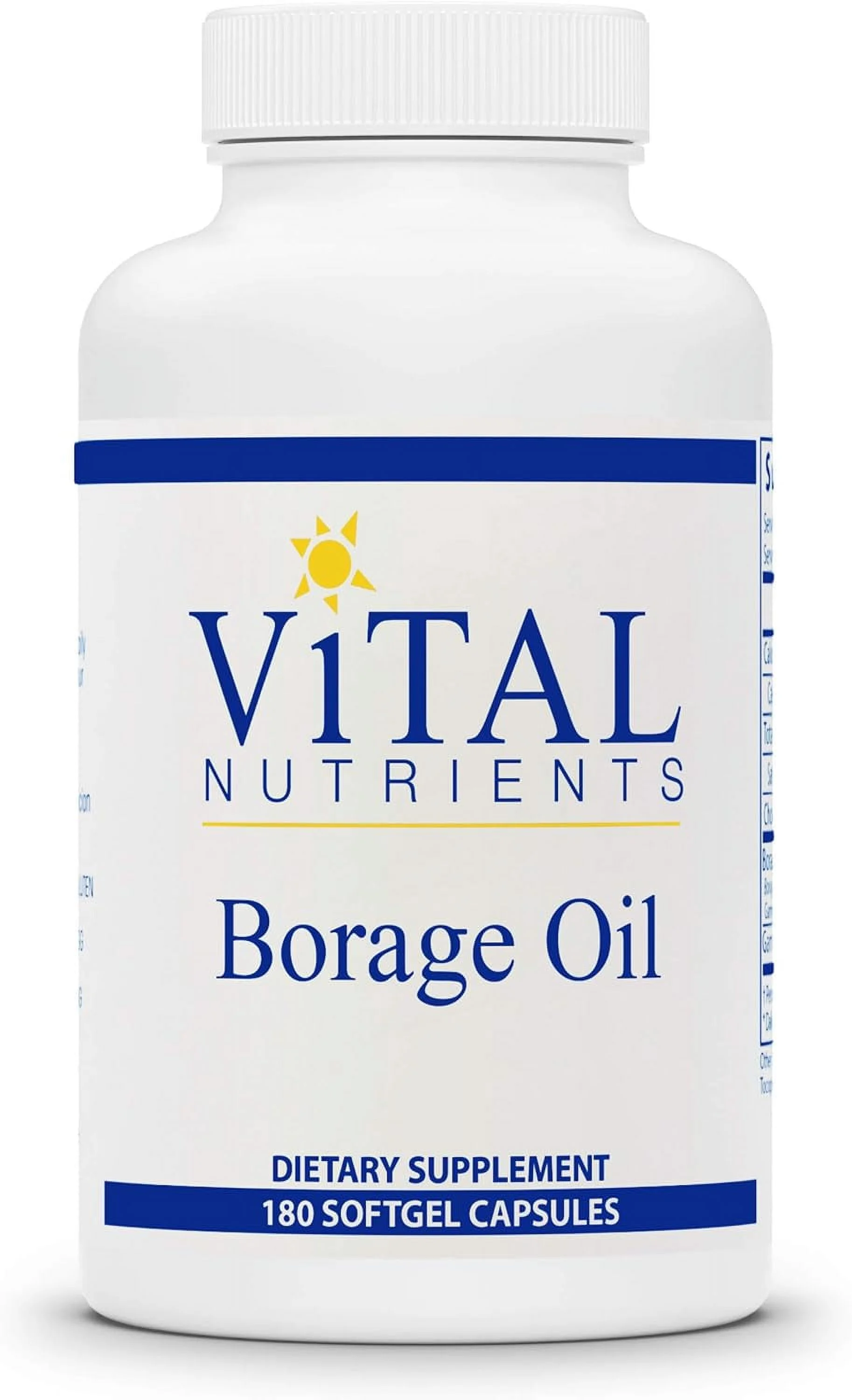 Vital Nutrients - Borage Oil - High Dose of GLA, Essential Omega 6 Fatty Acid - Cartilage, Joint, and Nerve Support - 180 Softgels 180 Count (Pack of 1)