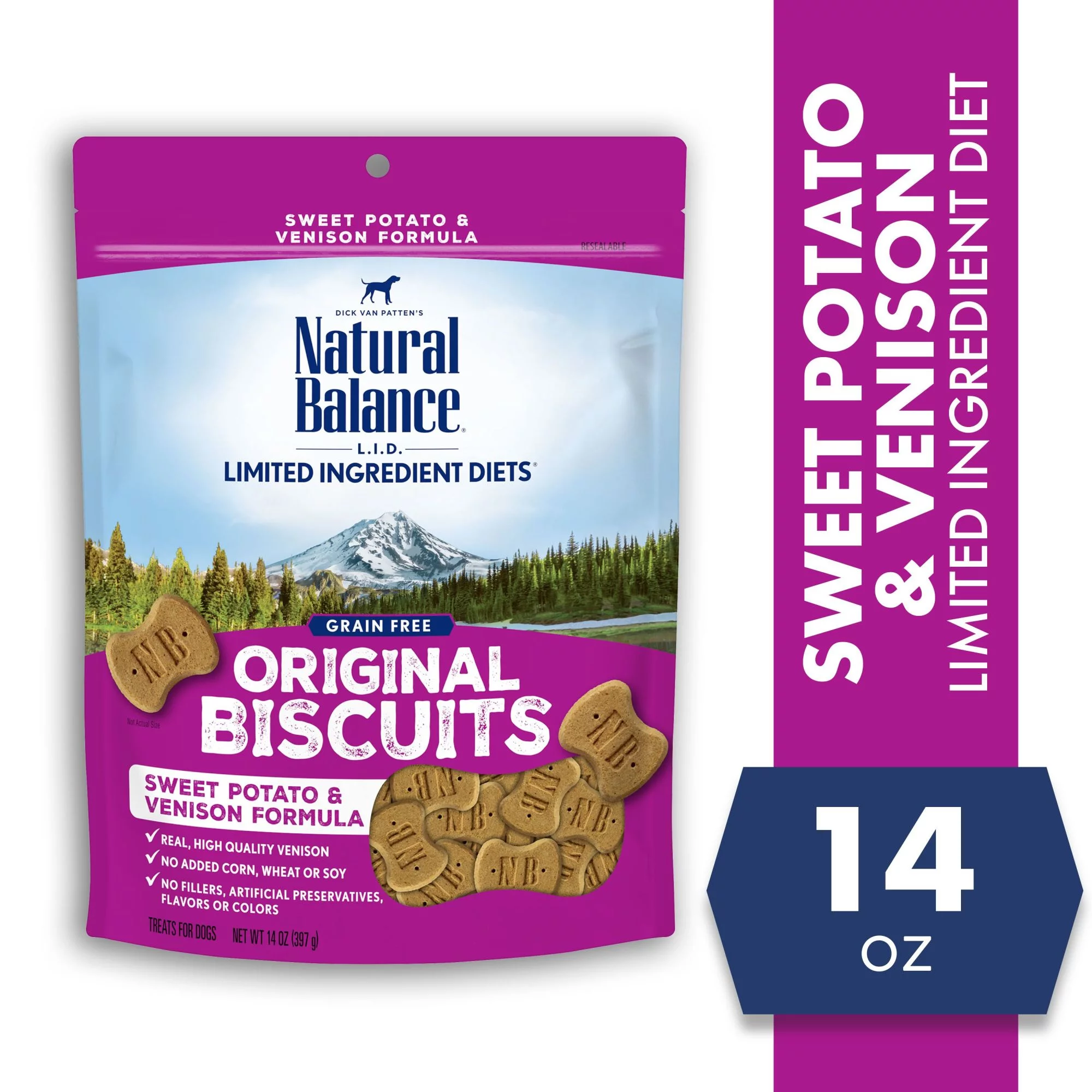 Natural Balance L.I.T. Limited Ingredient Treats Sweet Potato & Venison Formula Dry Dog Treats, 14-Ounce