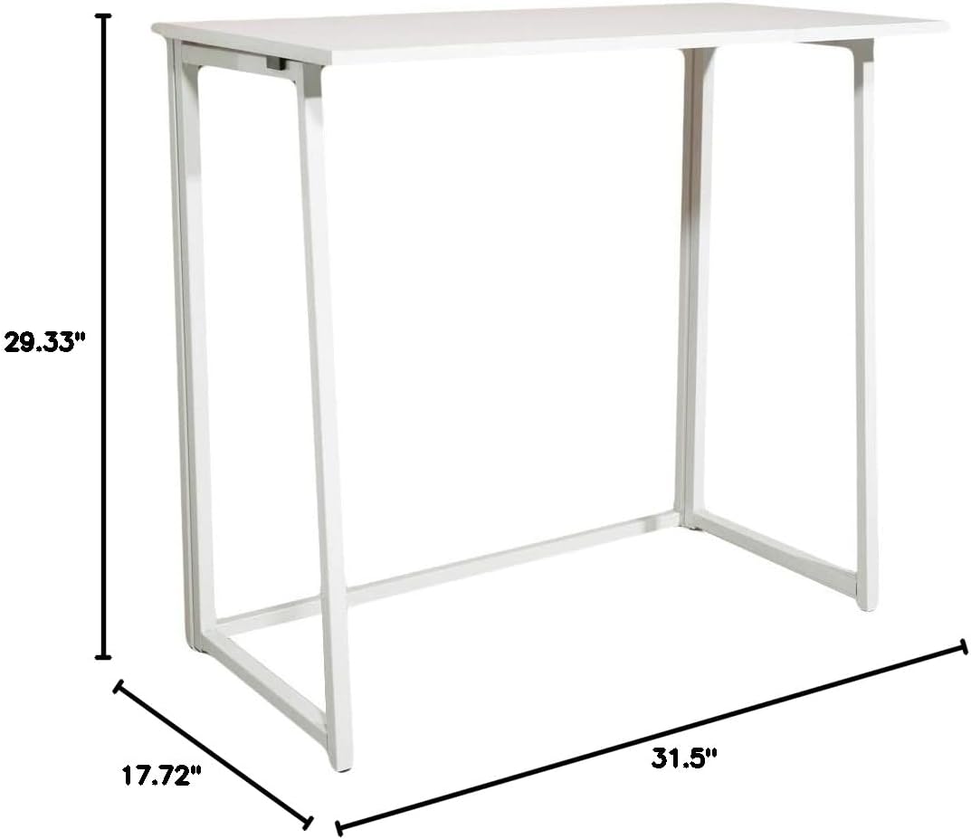 [Product: Simple Collapsible Computer Desk White Compact & Portable Folding Workstation Adjustable Writing & Study Table for Office & Home Space-Saving Minimalist Design]