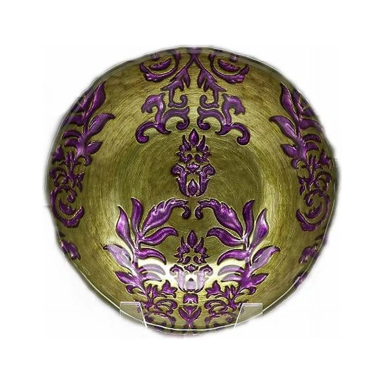 Damask 7.5 in. Green Purple Bowl - Set of 4