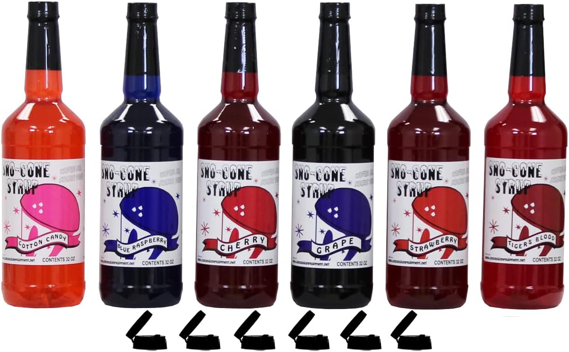 Sno-Cone & Shave Ice Syrup-Ready To Use-Six Quart Assortment