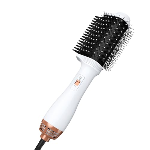 Dryer Brush,4 in 1 Hot Air Brush,Hair Blow Dryer and Styler Volumizer with Negative Ion Anti-frizz Ceramic Titanium Barrel Hot Air Brush Hair Straightener Brush,Dryer Brush for All Hair Type(Black)