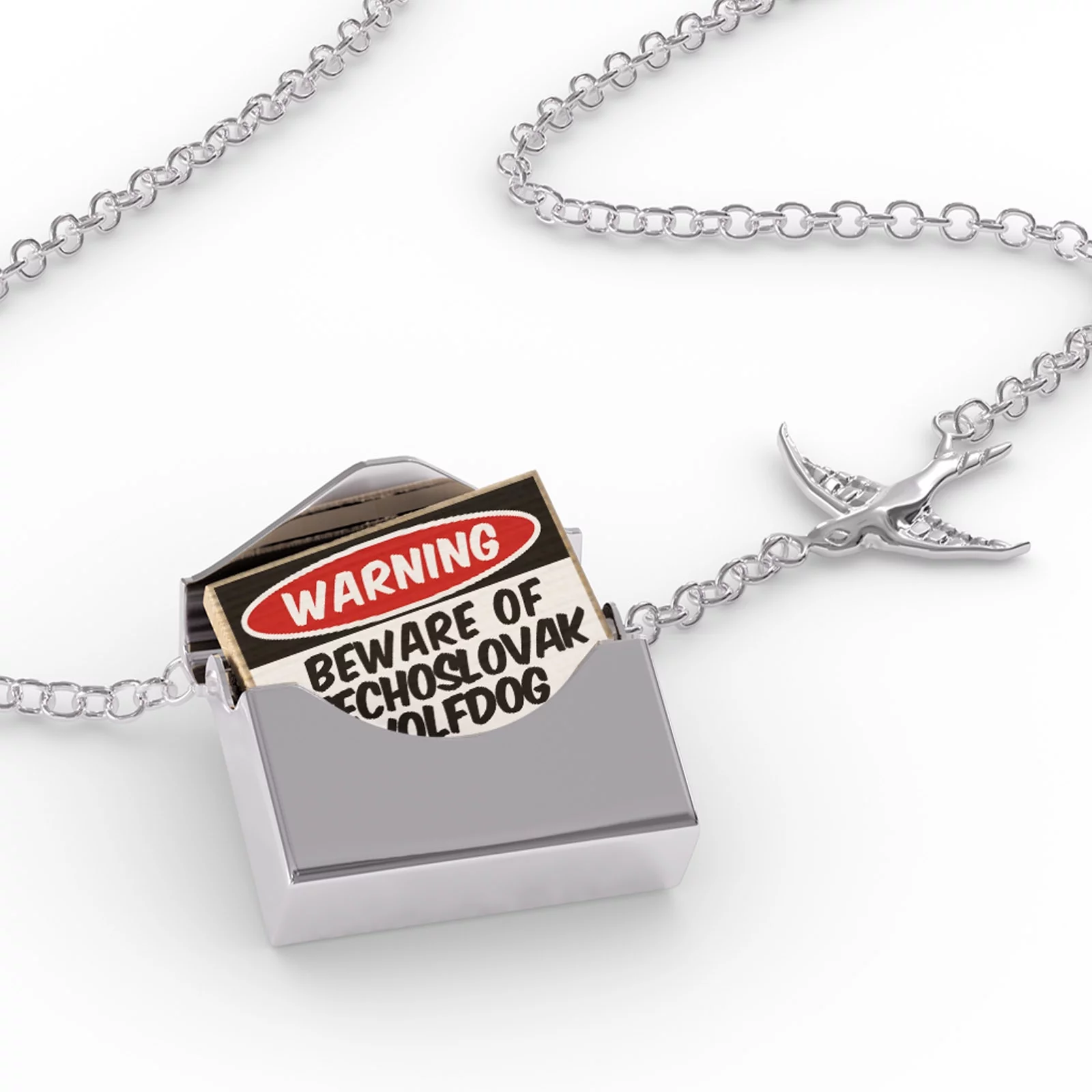 Locket Necklace Beware of the Czechoslovak WolfDog from Czechoslovakia in a silver Envelope Neonblond