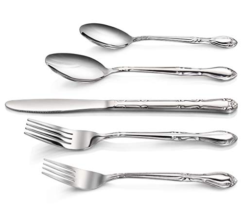 New Star Foodservice 58918 Shell Pattern, 18/0 Stainless Steel, 60 piece Flatware Set
