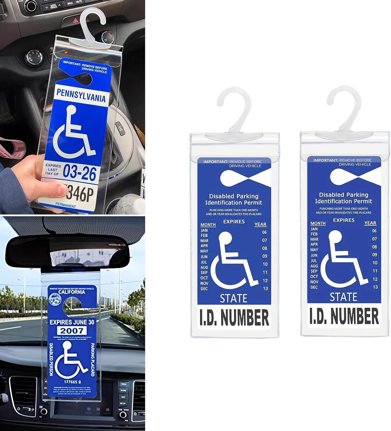 2 PCS Car Handicap Parking Placard Hanging Bag, 11.6