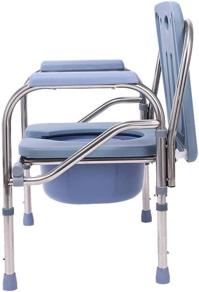 KOHARA Portable Bedside Commode Chair, Non Slip Mobile Toilet, Adjustable Height Elderly Toilet Chair, Extra Wide with Bucket Splash Guard, for Elderly Disabled Pregnant Women