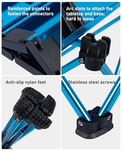 iClimb Ultralight Compact Camping Folding Table with Carry Bag (Blue - S)