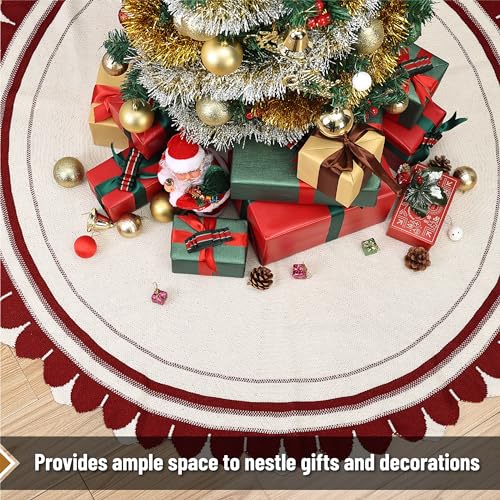 Mr. Pen- Christmas Tree Skirt 48 inches, Knitted Christmas Skirt Tree, Xmas Tree Skirt