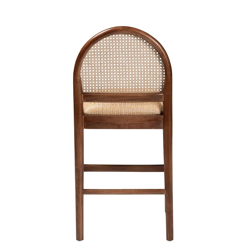 bali & pari Maryland Bohemian Natural Rattan and Acacia Wood Counter Stool