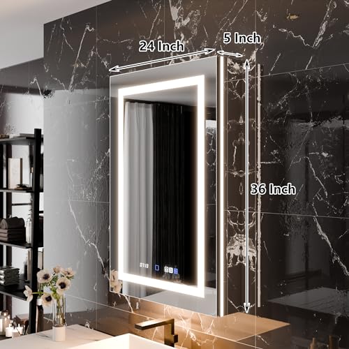 Smart Lighted Medicine Cabinet with Mirror, 24
