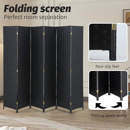 Wood Mesh Woven Design 4 Panel Folding Wooden Screen Room Divider