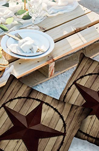 Outdoor Waterproof Throw Pillow Covers 18x18Inch, Texas Star Cushions for Garden Patio Furniture Chairs Set of 2, Farmhouse Rustic Country Wood Plank Home Decor Couch Sofa Polyester Pillow Cases
