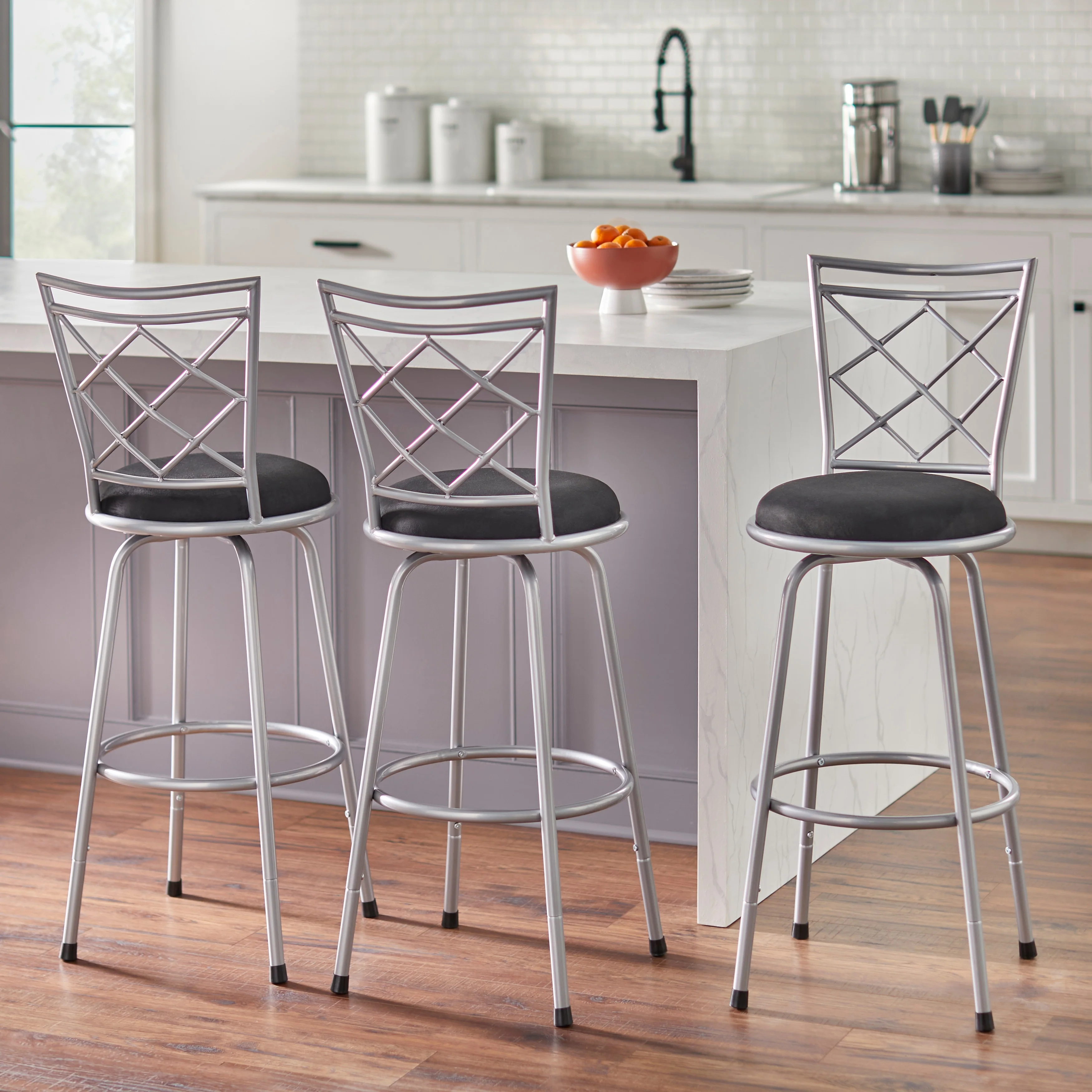 Simple Living  Alyssa Adjustable Height Swivel Stools (Set of 3) Brown N/A Microfiber