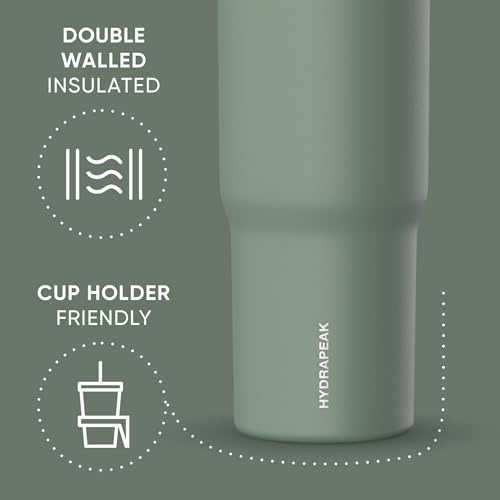 Hydrapeak Nomad 24 oz Tumbler with Handle and Straw Lid, Leakproof, Double Insulated, 24oz Cup Stainless Steel (Blush)