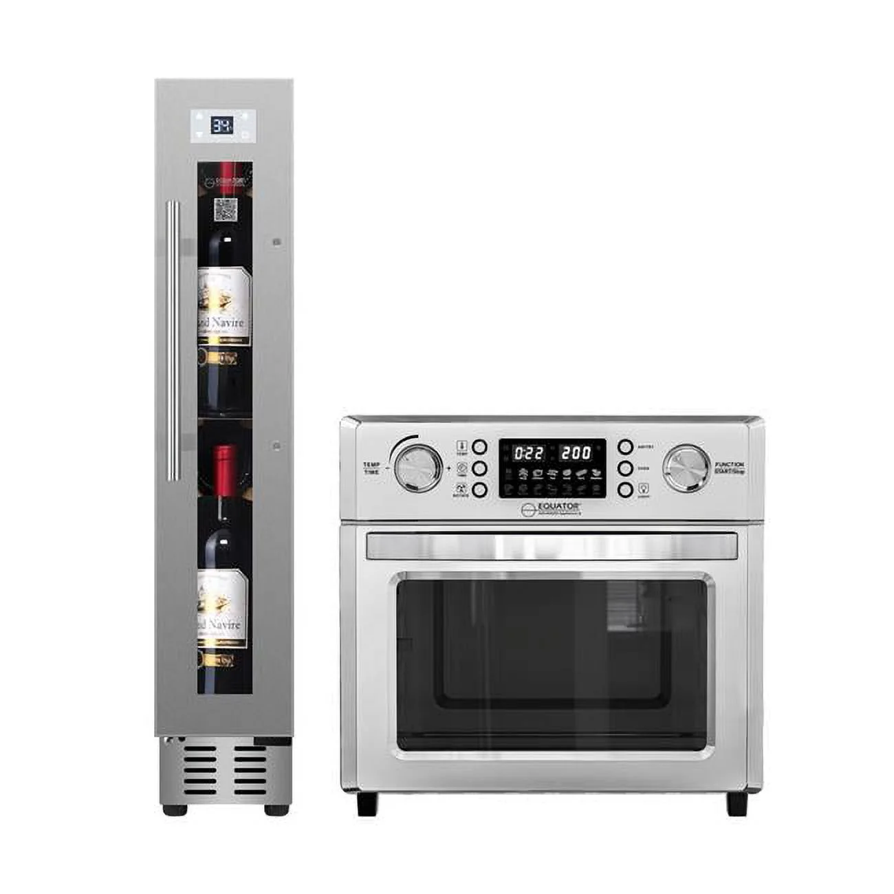 Equator Advanced Appliances  Equator 0.93 Cu. Ft Stainless 5-in-1 Air Fryer + 9-Bottle Wine Refrigerator Cooking Bundle