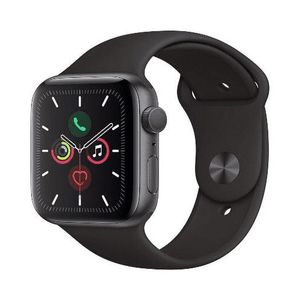 Restored Watch Series 5 44mm Space Gray Aluminum Case Black Sport Band + Cellular MWW12LL/A (Refurbished)