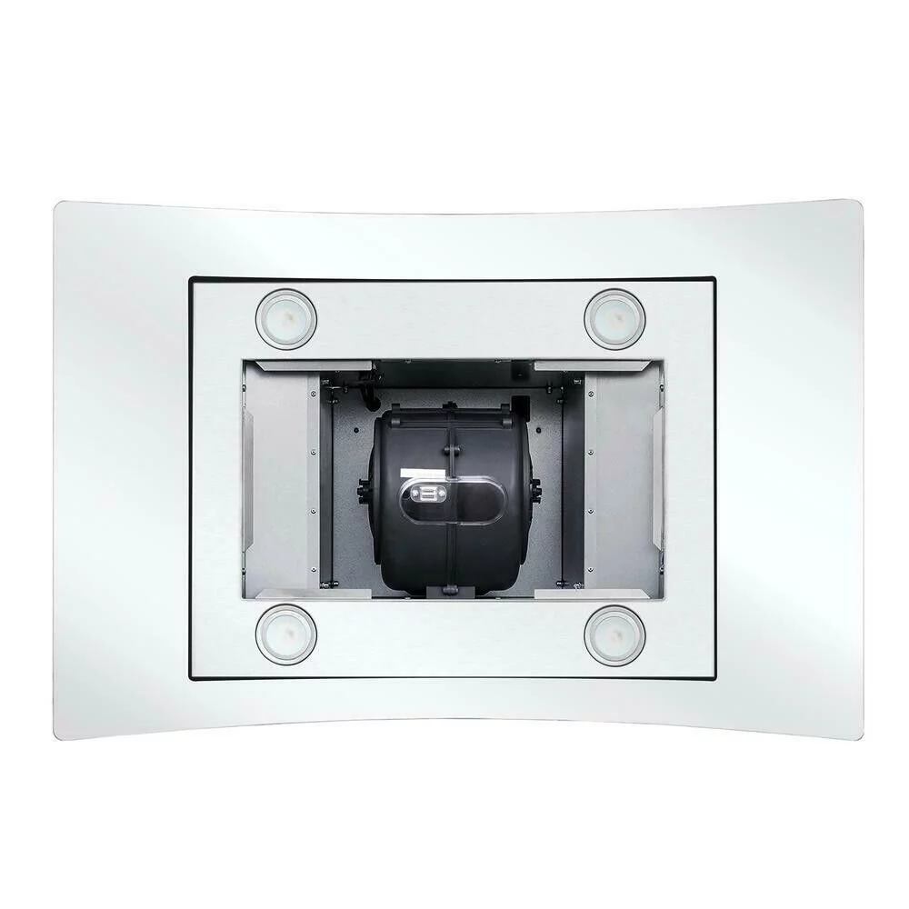 30 inch Island Mount Range Hood 900CFM  Tempered Glass 3-Speed Vent Hood Stainless Steel Dishwasher