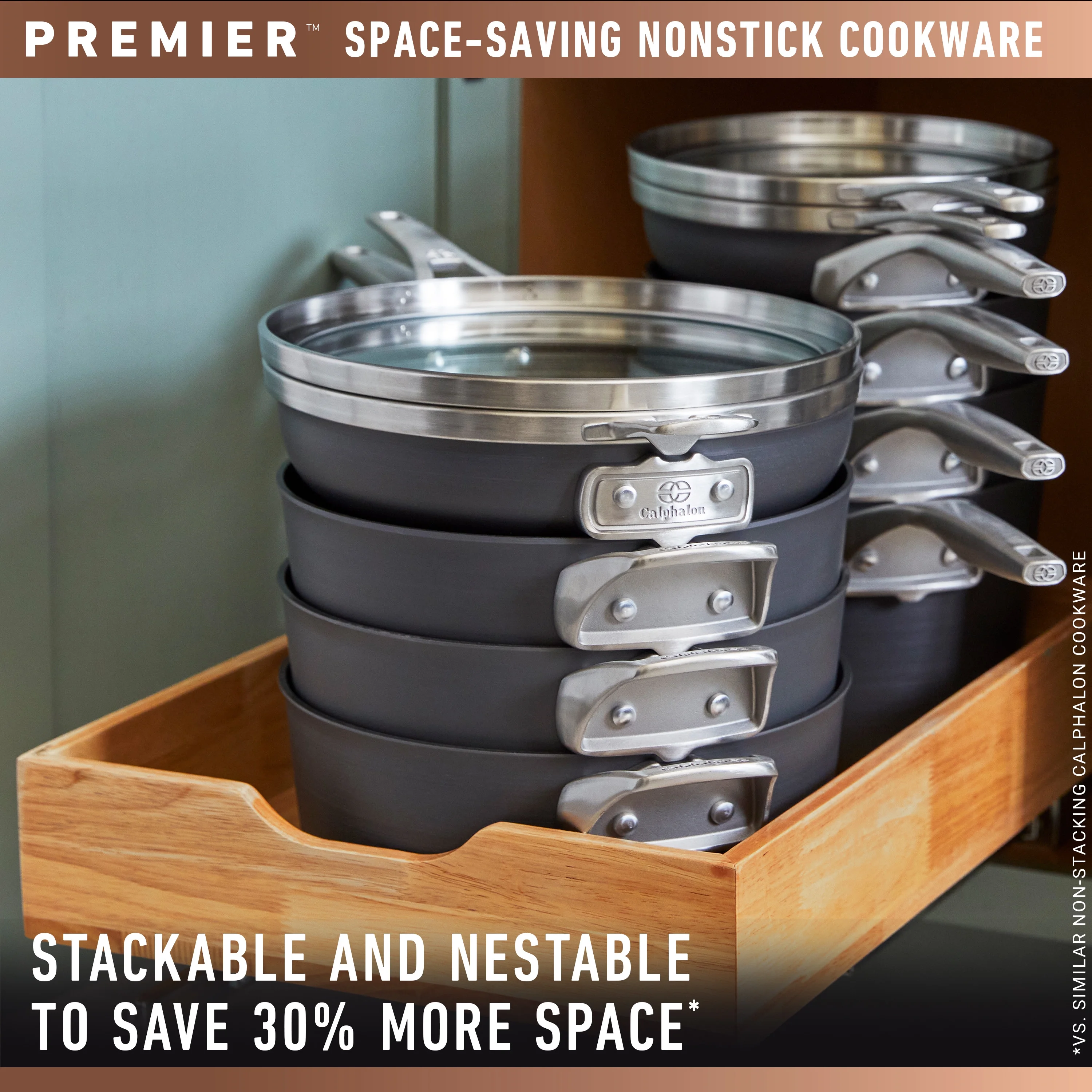 Calphalon Premier Space-Saving MineralShield Nonstick Cookware, 10-Piece Pots and Pans Set