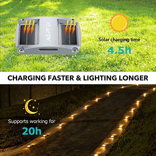 AGPTEK Solar Driveway Lights 12 Pack, Outdoor Deck Dock Marine LED Solar Powered Waterproof Driveway Marker Lights for Warning Step, Sidewalk, Pathway, Garden, Yard (Blue Light)
