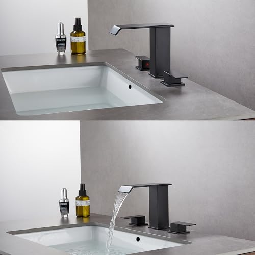 White Gold Faucet Bathroom Vessel Sink Golden Waterfall Spout Faucet Single Handle Bowl Sink Faucet Modern Single Hole Basin Vanity Tall Bathroom Sink Faucet with Pop Up Drain Stopper Supply Hose